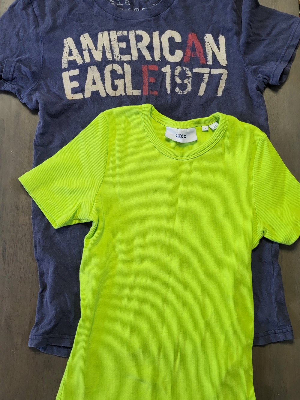 American Eagle Tee And Neon Green Ribbed T-Shirt, XS